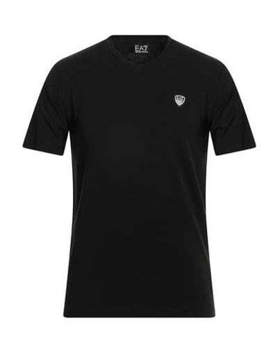Ea7 Man T-shirt Black Size Xs Cotton, Elastane