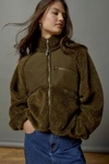 Bdg Chuck Fleece Zip-up Jacket In Dark Green