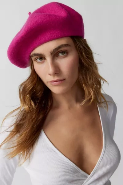 Urban Outfitters Uo Ella Felt Beret In Pink