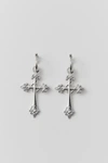 URBAN OUTFITTERS CROSS HOOP EARRING IN SILVER, WOMEN'S AT URBAN OUTFITTERS
