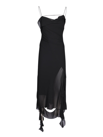 Acne Studios Asymmetric Ruffled Midi Dress In Black
