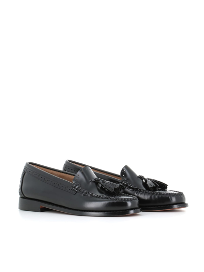G.h.bass &amp; Co. Esther Kiltie Weejuns Loafers In Brushed Leather In Black (black)