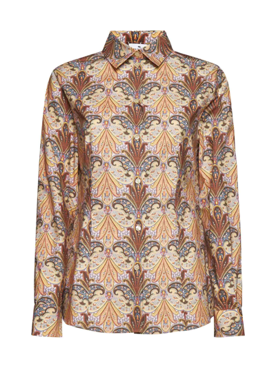 Etro Cotton Shirt In Beige,multicolor