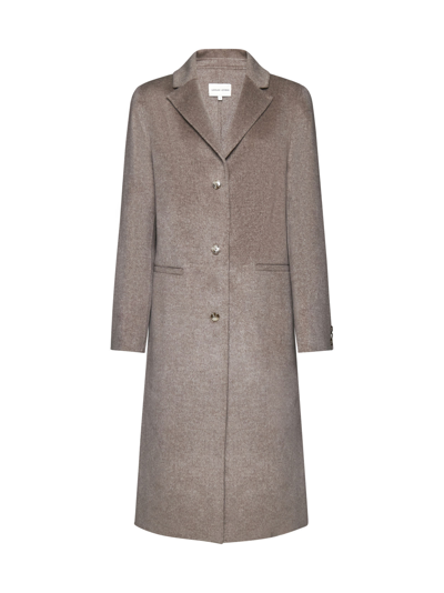 Loulou Studio Mill Long Coat In Beige Melange