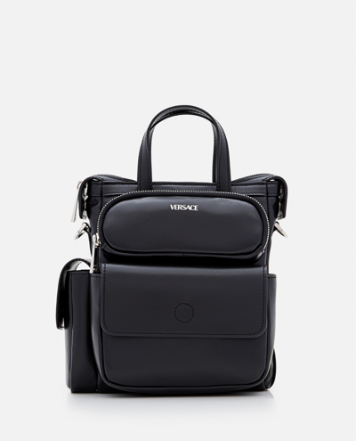 Versace Leather Shoulder Bag In Black