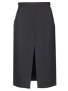 Khaite Wool And Viscose Midi Skirt In Black