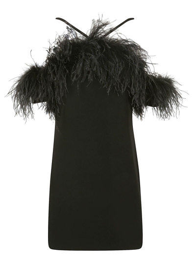 P.a.r.o.s.h Abito Feather-detail Dress In Black