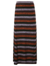 Ganni Rib-merino Striped Maxi Skirt In 999
