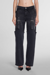 Blumarine Logo-patch Cotton Wide-leg Jeans In Grey