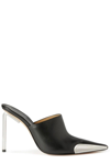 Off-white Letaher Allen Pointed Mules Heel 10 Cm In Black Silver