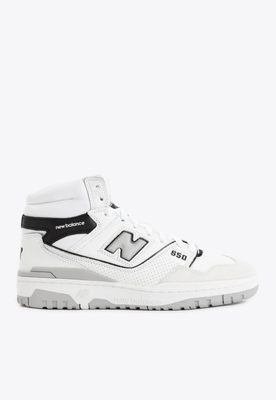 New Balance 650 High-top Sneakers In White With Black And Angora