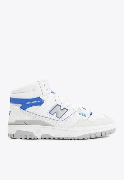 New Balance 650 High-top Sneakers In White With Marine Blue And Angora