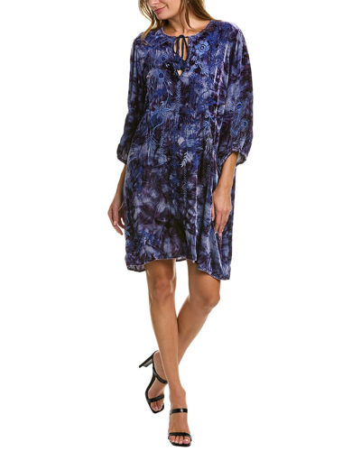 Johnny Was Azure Relaxed Silk-blend Dress In Blue