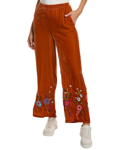 Johnny Was Ulla Wide Leg Silk-blend Pant In Red