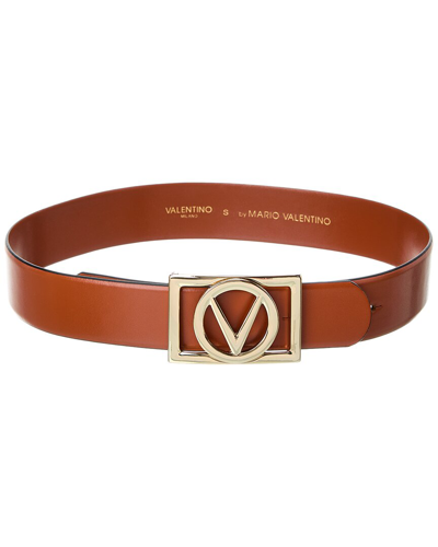 Valentino By Mario Valentino Dolly Bombe Leather Belt In Brown