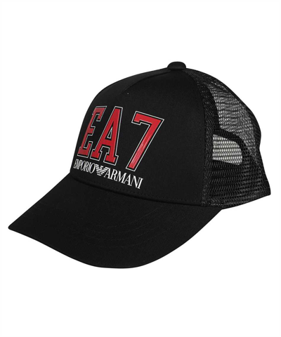 Ea7 Logo-print Cotton Cap In Black