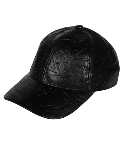Armani Exchange Official Store Faux Leather Visor Hat In Black