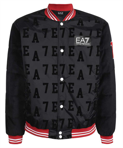 Ea7 Monogram-pattern Bomber Jacket In Black