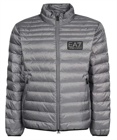 Ea7 Logo-patch Down Jacket In Grey