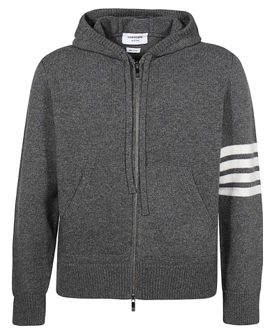 Thom Browne Merino Jersey Whale And Sailboat 4-bar Zip Hoodie In Grey