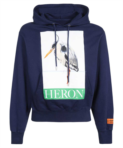 Heron Preston Heron Bird Painted Hoodie In Blue