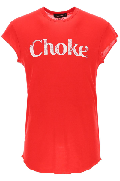 Dsquared2 Choke Fit Wool Tee In Red