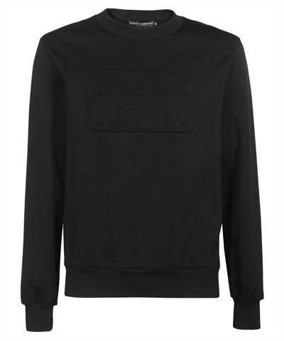 Dolce & Gabbana Technical Jersey Sweatshirt With Embossed Dg Logo In Black