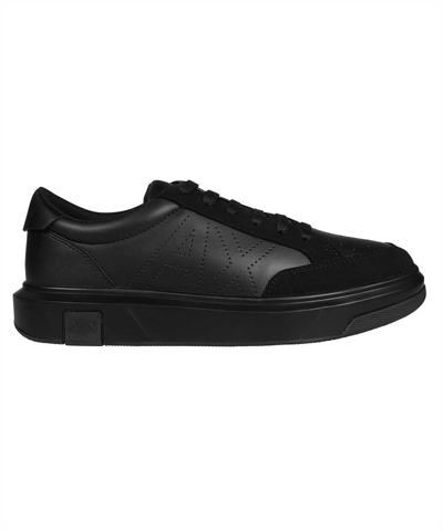 Armani Exchange Logo-perforated Lace-up Sneakers In Black