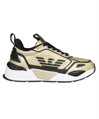 Ea7 Ace Runner Python Sneakers In Gold