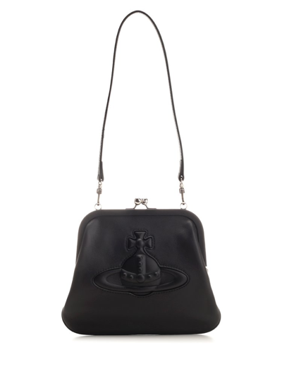 Vivienne Westwood Exclusive Chelsea Logo-embossed Leather Clutch Bag In Black