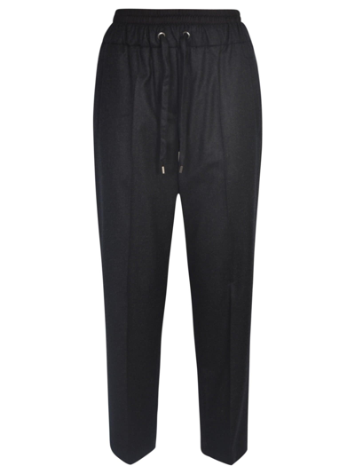 Brunello Cucinelli Pleated Drawstring Trousers In Anthracite