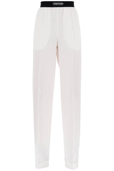 Tom Ford Primrose Liliac Silk Satin Pijama Pants In White