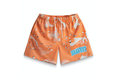 Pre-owned Bravest Studios Orange Chip Camo Shorts Orange