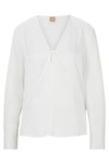 HUGO BOSS REGULAR-FIT BLOUSE IN STRETCH SILK WITH TWIST FRONT