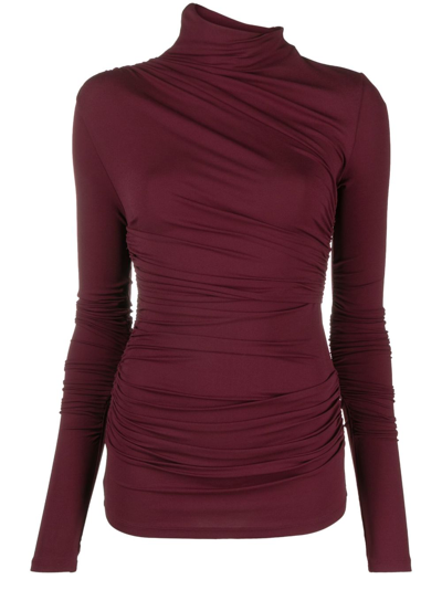 Tove Leomie Asymmetric Turtleneck Top In Red