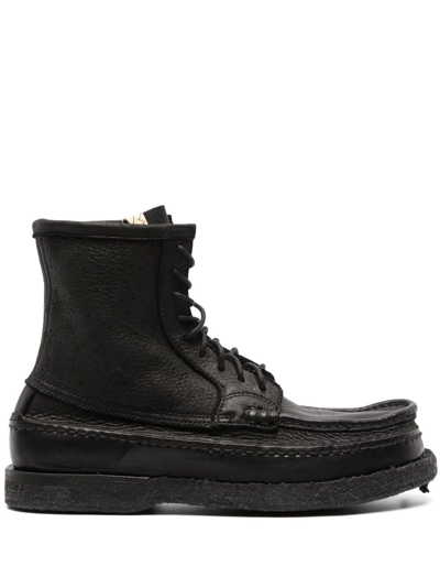 Visvim Cheekag-folk Lace-up Leather Boots In Black