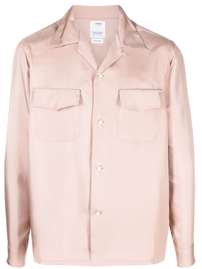 Visvim Long-sleeve Silk Satin Shirt In Pink