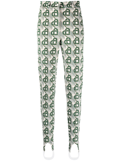 Casablanca Heart Monogram Tailored Leggings In Green