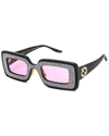 Gucci 49mm Special Edition Crystal Square Sunglasses In Black