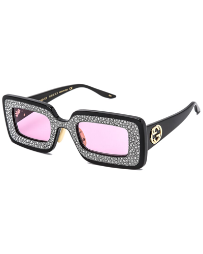 Gucci 49mm Special Edition Crystal Square Sunglasses In Black
