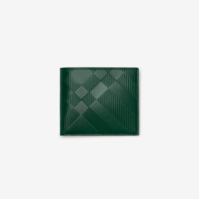 Burberry Check Leather Bifold Coin Wallet In Vine