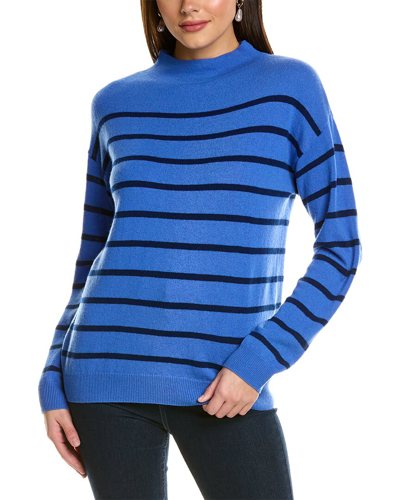 Amicale Cashmere Striped Cashmere Pullover In Blue