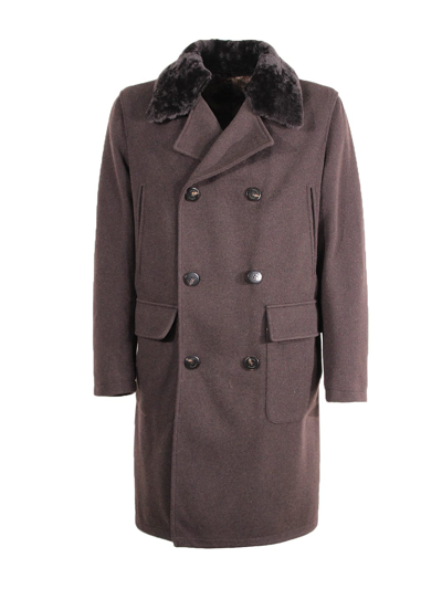 Gms-75 Double-breasted Coat Gms75 In Dark Brown