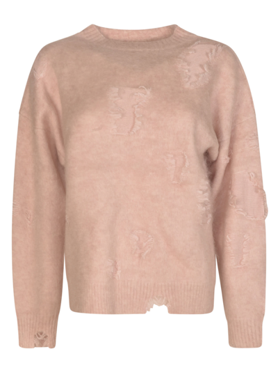 R13 Distressed Detail Sweater In Pink