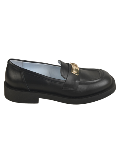 Chiara Ferragni Square-toe Leather Loafers In Black