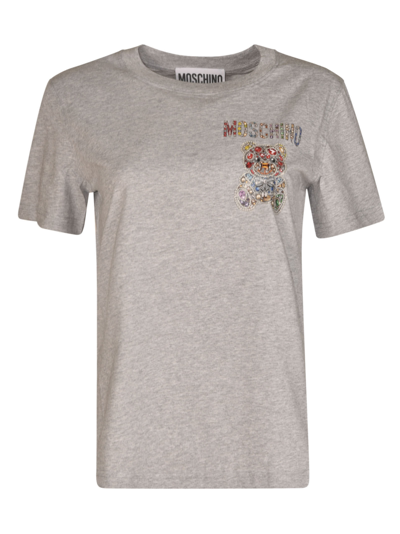 Moschino Embellished Bear T-shirt In White