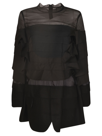 Sacai Layered-effect Panelled Minidress In Black