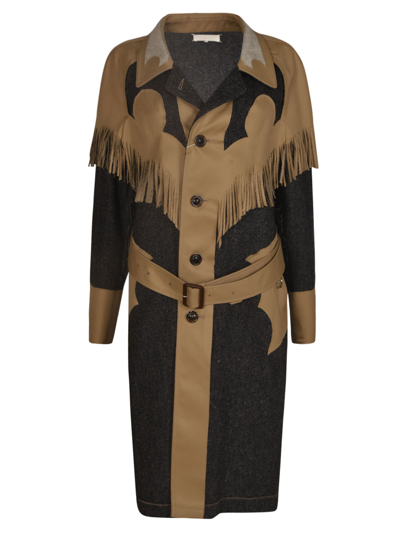 Maison Margiela Fringed Buttoned Belted Coat In 961