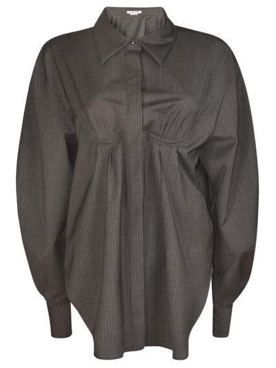 Alessandro Vigilante Cut-out Back Striped Blouse In Grey