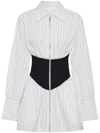 DION LEE WHITE ZIPPED CORSET SHIRT DRESS